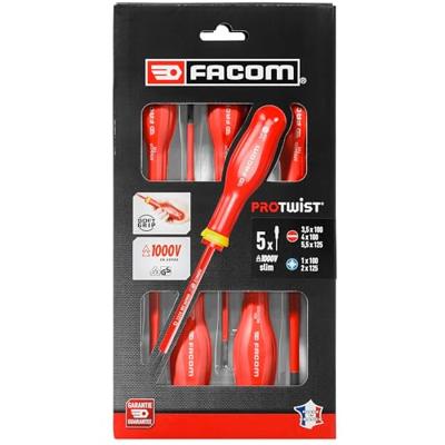 Facom set van 5 1000V schroevendraaiers met extra dun bled: sleuf en PZ - ATD.J5TVEPB