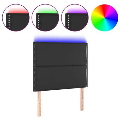 Hoofdbord LED 90x5x78/88 cm kunstleer zwart