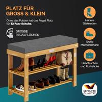 Acaciahout Schoenbank FSC gecertificeerd met zitkussen 90x30x48cm - thumbnail