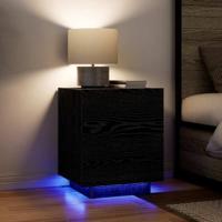 Nachtkastje 2 pcs Zwart eiken 45 x 40 x 55 cm Bewerkt hout - thumbnail