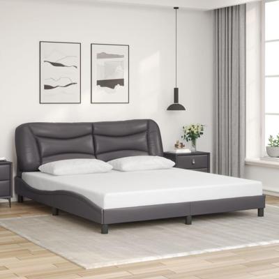 Bedframe met hoofdbord kunstleer grijs 180x200 cm