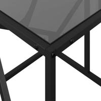 Salontafel met zwart glazen blad 98,5x50x41 cm staal - thumbnail