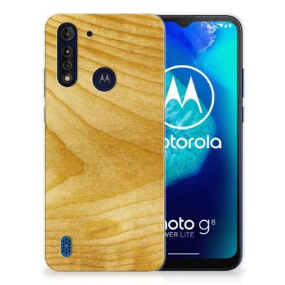 Motorola Moto G8 Power Lite Bumper Hoesje Licht Hout Motorola Moto G8 Power Lite Bumper Hoesje Licht Hout