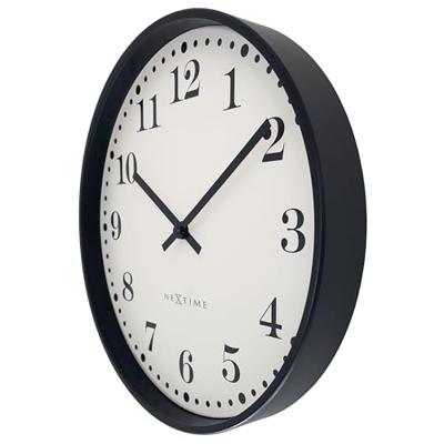 Wandklok 30cm-Geruisloos-Zwart/Wit-Kunststof-NeXtime 'Dickens' Wandklok 30cm-Geruisloos-Zwart/Wit-Kunststof-NeXtime 'Dickens'