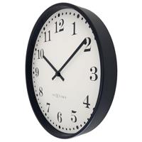 Wandklok 30cm-Geruisloos-Zwart/Wit-Kunststof-NeXtime 'Dickens' - thumbnail