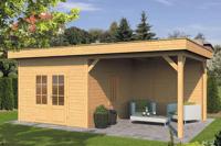 Tuindeco Oslo XL Overkapping type 4 678x430 cm Lariks/Douglashout blank- Plat dak- Onbehandeld lariks Douglas hout- Tuindeco - thumbnail