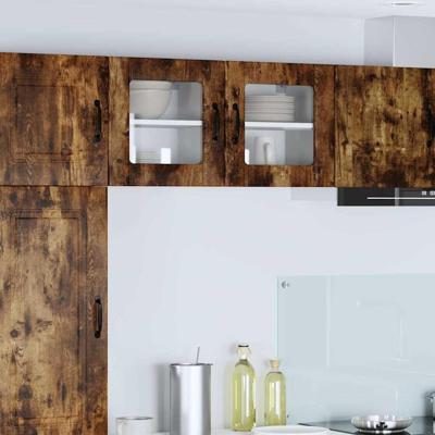 Keukenkast 2 pcs Gerookt eiken 40 x 31 x 40 cm Bewerkt hout
