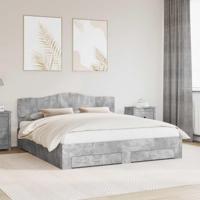 Bedframe met hoofdeinde Beton Grijs 180 x 200 cm Bewerkt hout - thumbnail