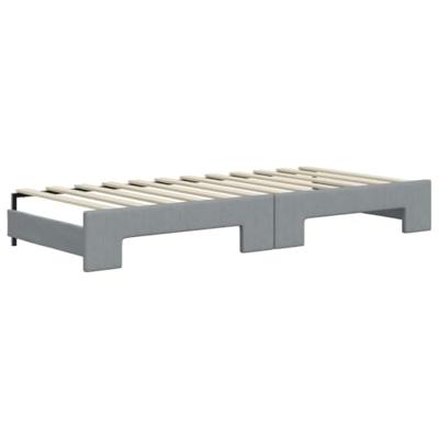 Slaapbank met onderschuifbed 90x200 cm stof lichtgrijs