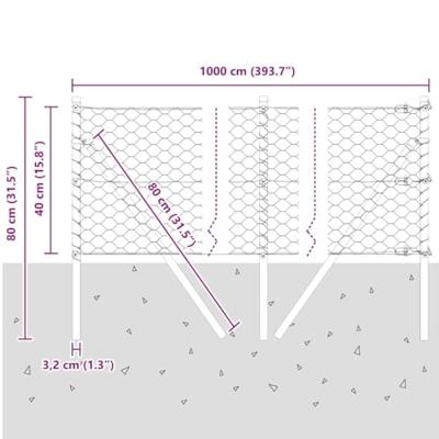 VidaXL Afrasteringspaal zilver 10 x 0,4 m (50 mm mesh) staal