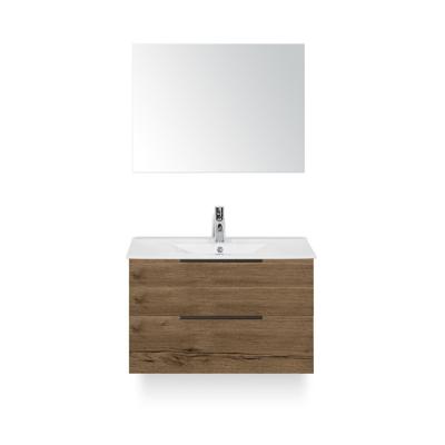 Seville Badmeubelset 80 cm - Tabacco Edge greep - Wastafel Enjoy - met Spiegel
