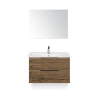 Seville Badmeubelset 80 cm - Tabacco Edge greep - Wastafel Enjoy - met Spiegel - thumbnail