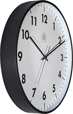 NeXtime NX-7317-V2 Wandklok NXT STIL UURWERK 40cm Kunststof Zwart, Witte Wijzerplaat