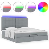 Ottoman bed met matras en LED's 180x200cm stof lichtgrijs - thumbnail