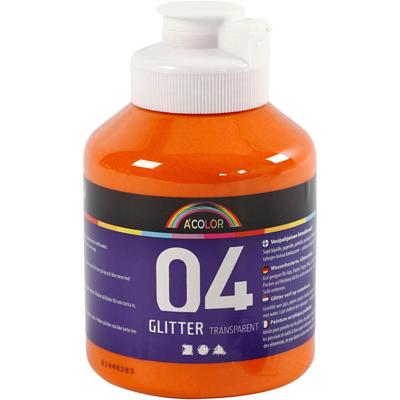 Creativ Company Acrylverf met glitters, oranje, 500 ml/ 1 fles
