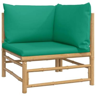 2-delige Loungeset met kussens bamboe groen - thumbnail