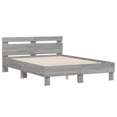 Bedframe met hoofdeinde en LED grijs sonoma eiken 120x200 cm