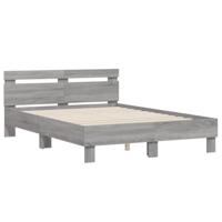 Bedframe met hoofdeinde en LED grijs sonoma eiken 120x200 cm - thumbnail