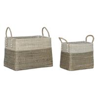 Home ESPRIT Cupset, wit, zwart, natuur, zeegras, boho, 44 x 25 x 38 cm, 2 stuks - thumbnail