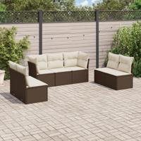 7-delige Loungeset met kussens poly rattan bruin - thumbnail
