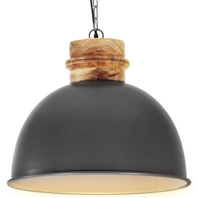 vidaXL Hanglamp industrieel rond E27 50 cm massief mangohout grijs vidaXL Hanglamp industrieel rond E27 50 cm massief mangohout grijs