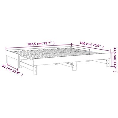 Slaapbank uitschuifbaar massief grenenhout grijs 2x(90x200) cm