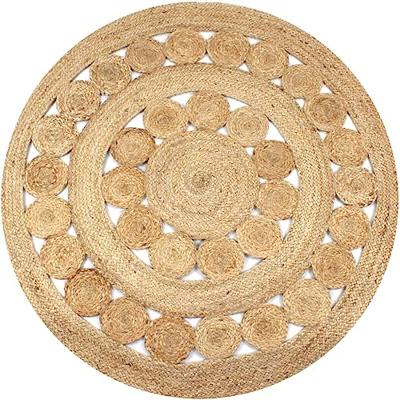 VidaXL Tapijt met ontwerp rond 150 cm gevlochten jute