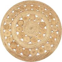VidaXL Tapijt met ontwerp rond 150 cm gevlochten jute - thumbnail