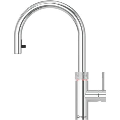 Quooker Flex Round Keukenkraan - Kokend - Warm & Koud Water - Uittrekbare Slang - Kindveilige Dubbeldruk - Chroom