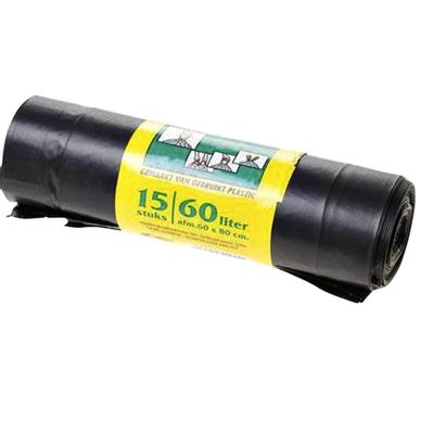 Basic Komo afvalzakken met trekband 60x80 cm zwart