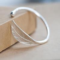 Leaf Cuff open armbanden Bangles vrouwen Vintage zilveren sieraden Luxe armband (zilver) - thumbnail