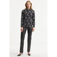 Lauren Ralph Lauren blouse Kristy met all over print zwart/wit - thumbnail