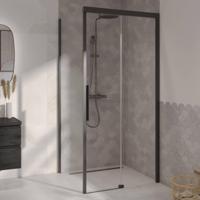 Ben IMotion zijwand links t.b.v. schuifdeur 90x206cm mat zwart/helder glas - thumbnail