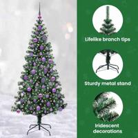 VidaXL Kunstmatig voorverlicht kerstboom groen 180 cm pvc en metaal - thumbnail