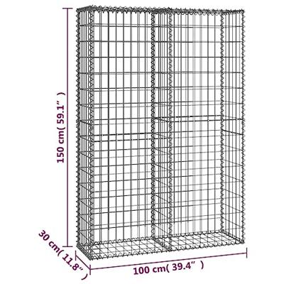 VidaXL Schanskorf met deksels 150x100x30 cm gegalvaniseerd draad