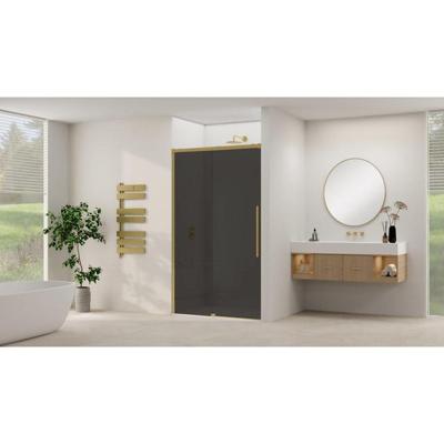 Van Rijn Products ST09 Schuifdeur vast deel - 117.5x200cm - grijs rookglas - soft-close - incl. Messing Geborsteld ST09300120GRSB Van Rijn Products ST09 Schuifdeur vast deel - 117.5x200cm - grijs rookglas - soft-close - incl. Messing Geborsteld ST09300120GRSB