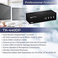 TrendNet TK-440DP KVM-switch DisplayPort Toetsenbord 3840 x 2160 Pixel - thumbnail