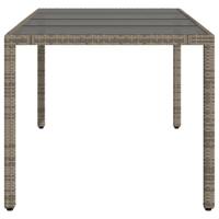 Tuintafel met glazen blad 190x90x75 cm poly rattan grijs - thumbnail