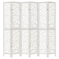 Kamerscherm met 6 panelen massief paulowniahout wit - thumbnail