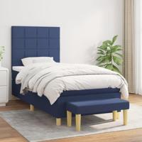 Boxspring met matras stof blauw 90x200 cm - thumbnail
