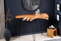 Massief houten consoletafel WILD 105 cm natuurlijke acacia haarspeldpoten boomrand - 43340 - thumbnail