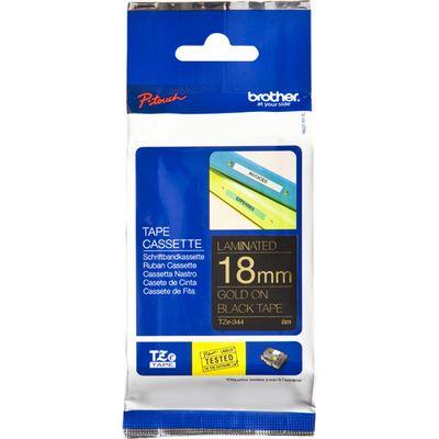 Brother TZe344 - Laminetband? - Goud op zwart - Rol (1,8 cm x 8 m) 1 rol(x) - voor P-Touch PT-3600, D400, D600, E500, E550, H101, H500, P700, P750; P-Touch Edge PT-P750