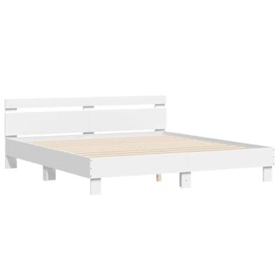 Bedframe met hoofdeinde en LED wit 180x200 cm