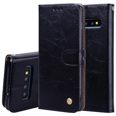 Business Style olie Wax textuur horizontale Flip lederen case voor Galaxy S10 Plus met houder & card slots & portemonnee (zwart) Business Style olie Wax textuur horizontale Flip lederen case voor Galaxy S10 Plus met houder & card slots & portemonnee (zwart)