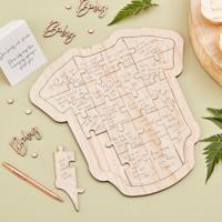Ginger Ray BAB-126 Botanical Baby Gastenboek Houten Puzzel Romper - thumbnail