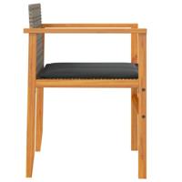 Tuinstoelen 2 st met kussens poly rattan en massief hout grijs - thumbnail