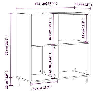 Platenkast 84,5x38x89 cm bewerkt hout betongrijs