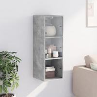 Wandkast met glazen deuren 35x37x100 cm betongrijs - thumbnail