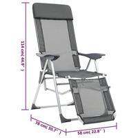 Campingstoelen met voetensteun 2 st inklapbaar textileen grijs - thumbnail
