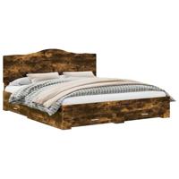 Bedframe met hoofdeinde Gerookt eiken 200 x 200 cm Bewerkt hout - thumbnail